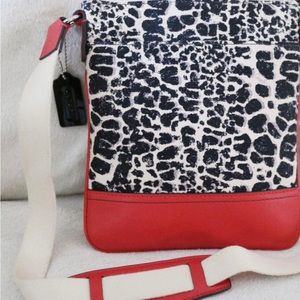 Coach Ocelot Leopard Red Black Crossbody Swing Bag Swingpack